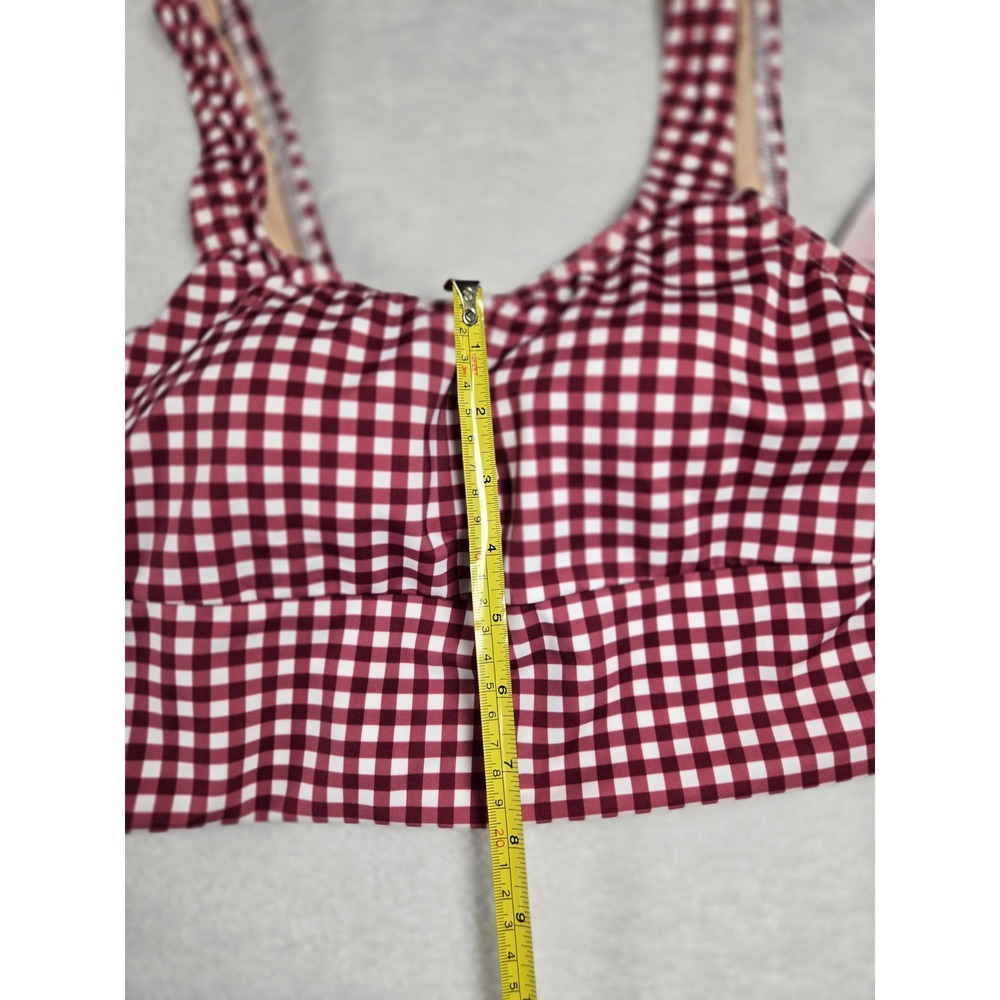 Lands End Burgundy Gingham High Waisted Bikini Set Small 6-8 New With Tags - Picture 4 of 9